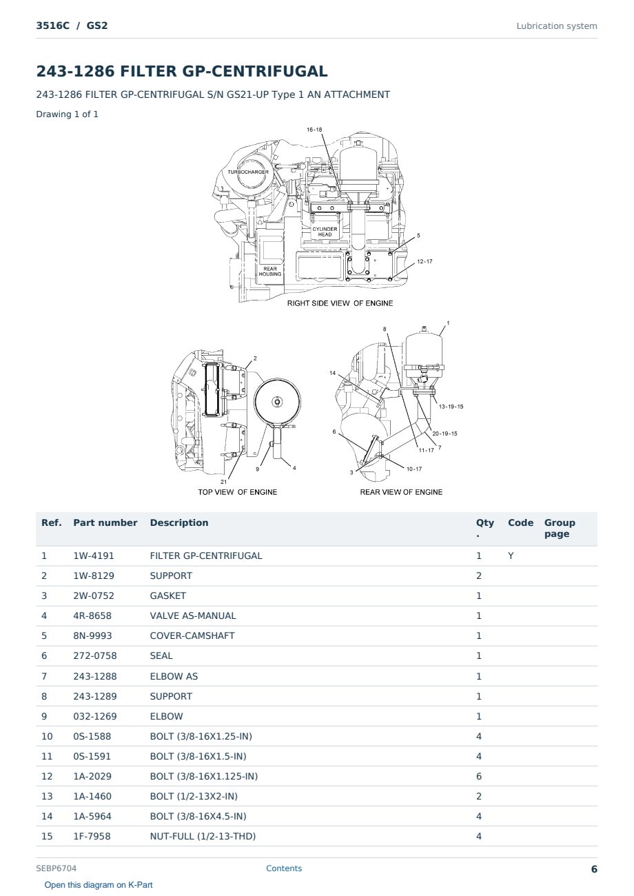 Caterpillar 3516C S/N GS2 Partsbook SEBP6704 (English) - sample page 6 of 10 Caterpillar 3516C S/N GS2 Partsbook SEBP6704 (English) - sample page 6 of 10