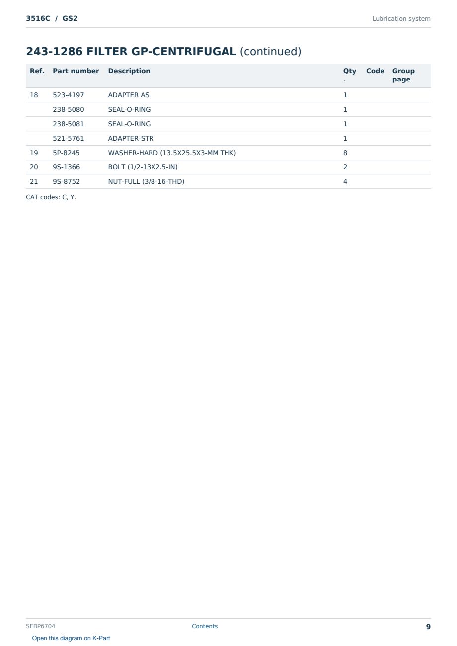Caterpillar 3516C S/N GS2 Partsbook SEBP6704 (English) - sample page 9 of 10 Caterpillar 3516C S/N GS2 Partsbook SEBP6704 (English) - sample page 9 of 10