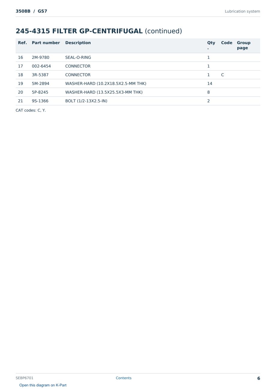 Caterpillar 3508B S/N GS7 Partsbook SEBP6701 (English) - sample page 6 of 10 Caterpillar 3508B S/N GS7 Partsbook SEBP6701 (English) - sample page 6 of 10