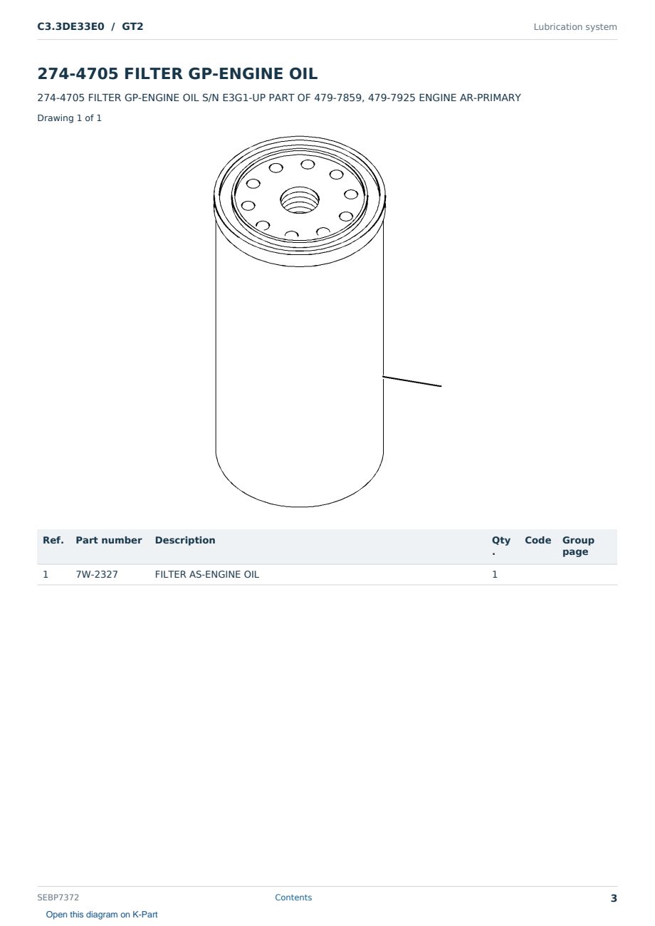 Caterpillar C3.3DE33E0 S/N GT2 Partsbook SEBP7372 (English) - sample page 3 of 10 Caterpillar C3.3DE33E0 S/N GT2 Partsbook SEBP7372 (English) - sample page 3 of 10