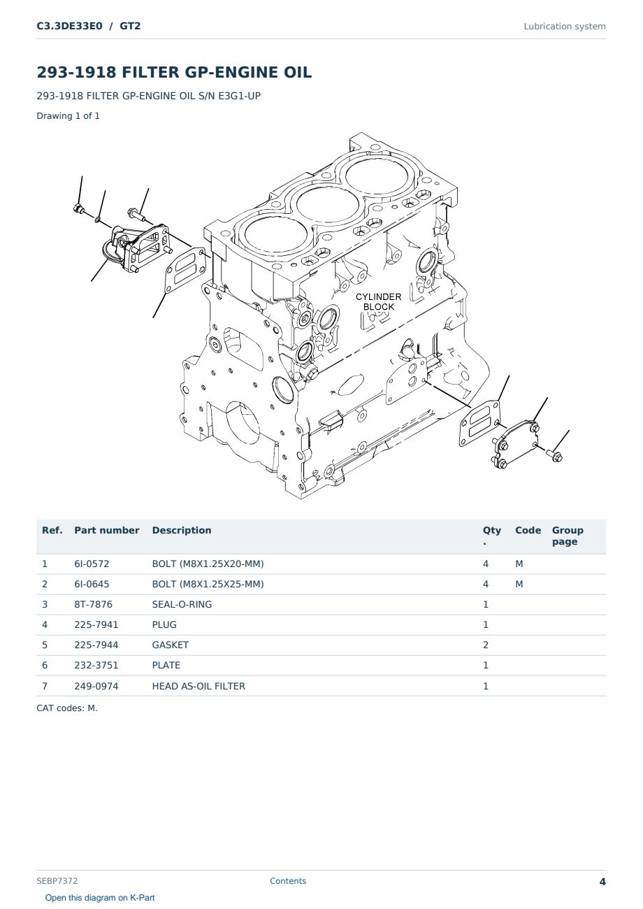 Caterpillar C3.3DE33E0 S/N GT2 Partsbook SEBP7372 (English) - sample page 4 of 10 Caterpillar C3.3DE33E0 S/N GT2 Partsbook SEBP7372 (English) - sample page 4 of 10