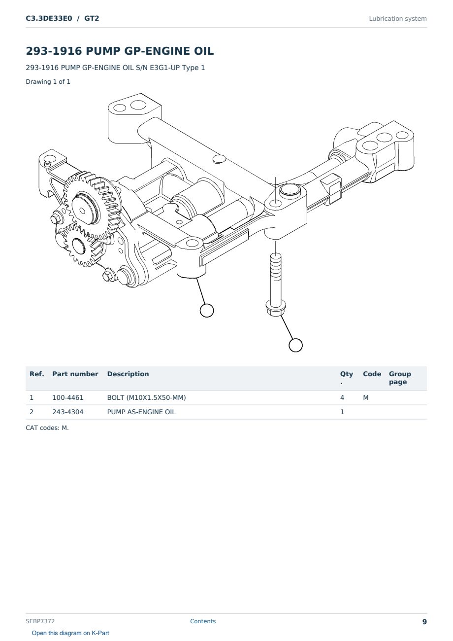 Caterpillar C3.3DE33E0 S/N GT2 Partsbook SEBP7372 (English) - sample page 9 of 10 Caterpillar C3.3DE33E0 S/N GT2 Partsbook SEBP7372 (English) - sample page 9 of 10