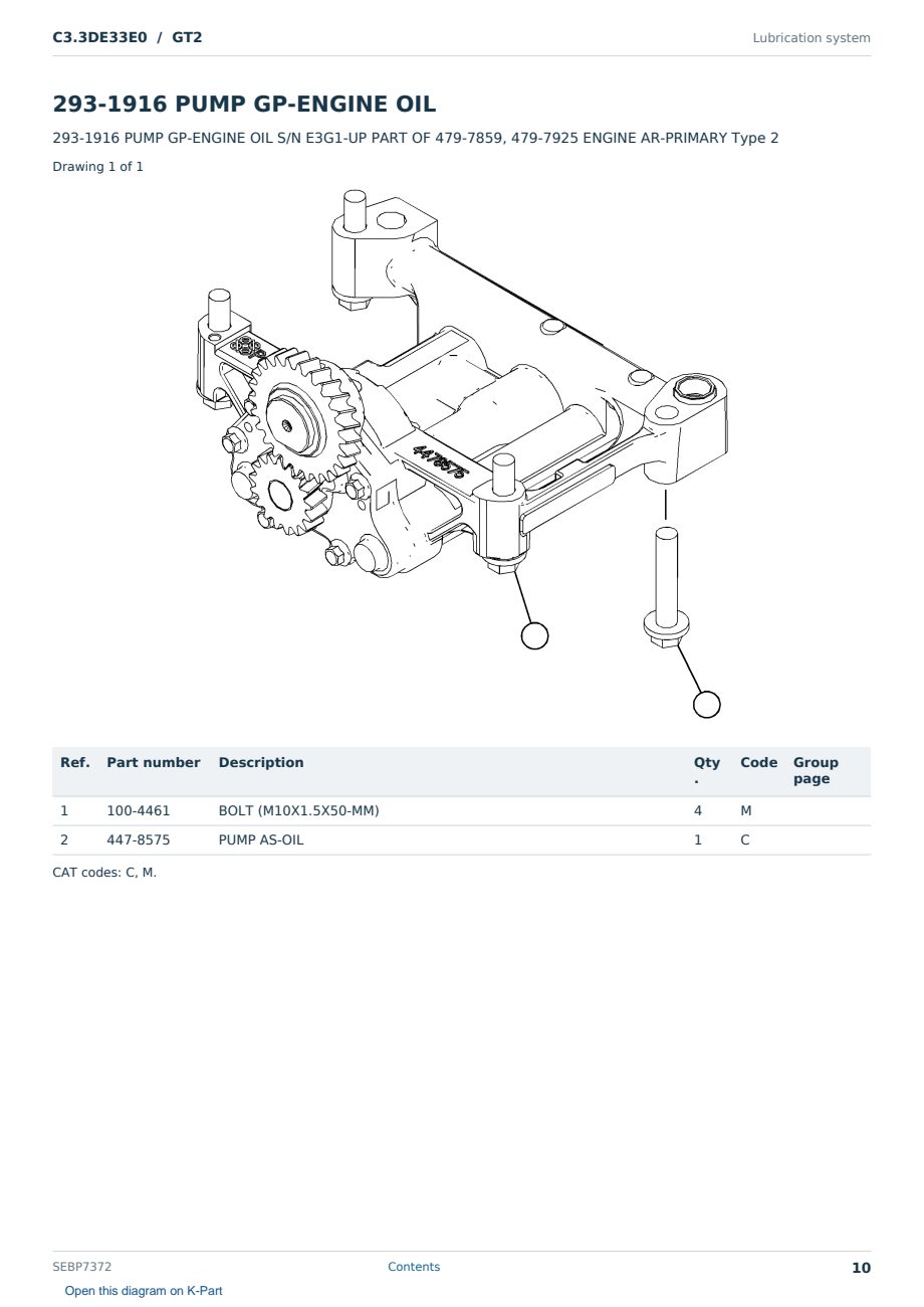 Caterpillar C3.3DE33E0 S/N GT2 Partsbook SEBP7372 (English) - sample page 10 of 10 Caterpillar C3.3DE33E0 S/N GT2 Partsbook SEBP7372 (English) - sample page 10 of 10