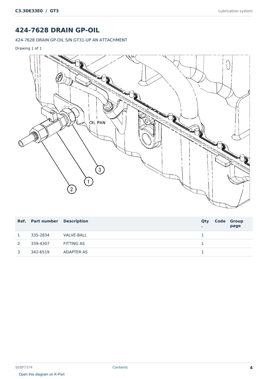 Caterpillar C3.3DE33E0 S/N GT3 Partsbook SEBP7374 (English) - sample page 4 of 10 Caterpillar C3.3DE33E0 S/N GT3 Partsbook SEBP7374 (English) - sample page 4 of 10