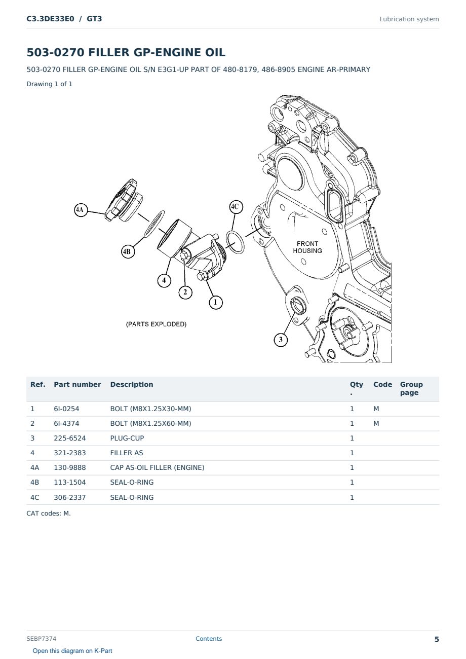 Caterpillar C3.3DE33E0 S/N GT3 Partsbook SEBP7374 (English) - sample page 5 of 10 Caterpillar C3.3DE33E0 S/N GT3 Partsbook SEBP7374 (English) - sample page 5 of 10