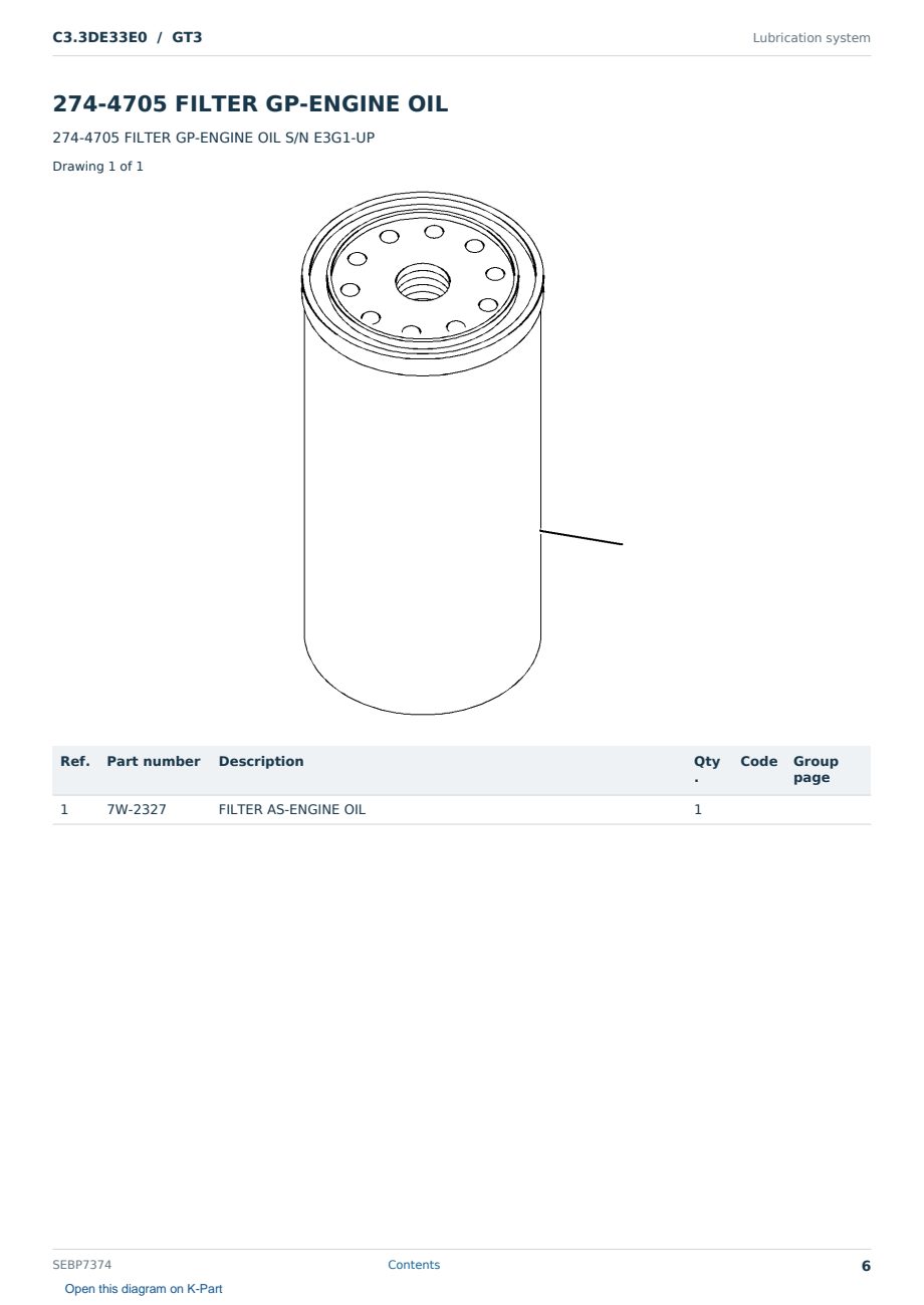 Caterpillar C3.3DE33E0 S/N GT3 Partsbook SEBP7374 (English) - sample page 6 of 10 Caterpillar C3.3DE33E0 S/N GT3 Partsbook SEBP7374 (English) - sample page 6 of 10