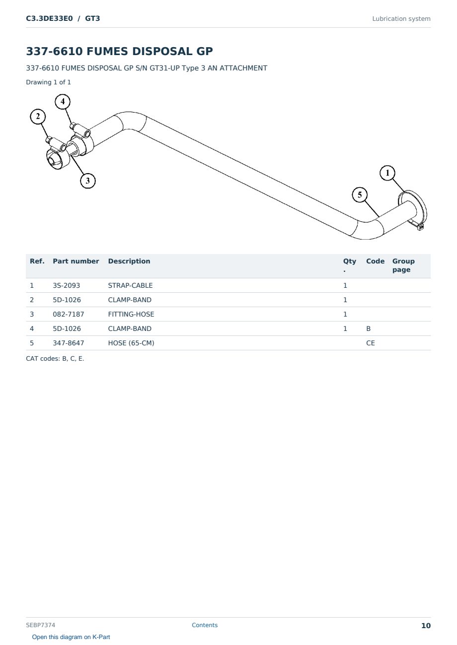 Caterpillar C3.3DE33E0 S/N GT3 Partsbook SEBP7374 (English) - sample page 10 of 10 Caterpillar C3.3DE33E0 S/N GT3 Partsbook SEBP7374 (English) - sample page 10 of 10