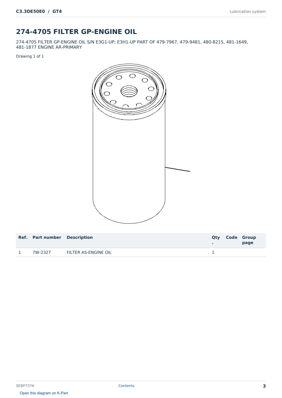 Caterpillar C3.3DE50E0 S/N GT4 Partsbook SEBP7376 (English) - sample page 3 of 10 Caterpillar C3.3DE50E0 S/N GT4 Partsbook SEBP7376 (English) - sample page 3 of 10