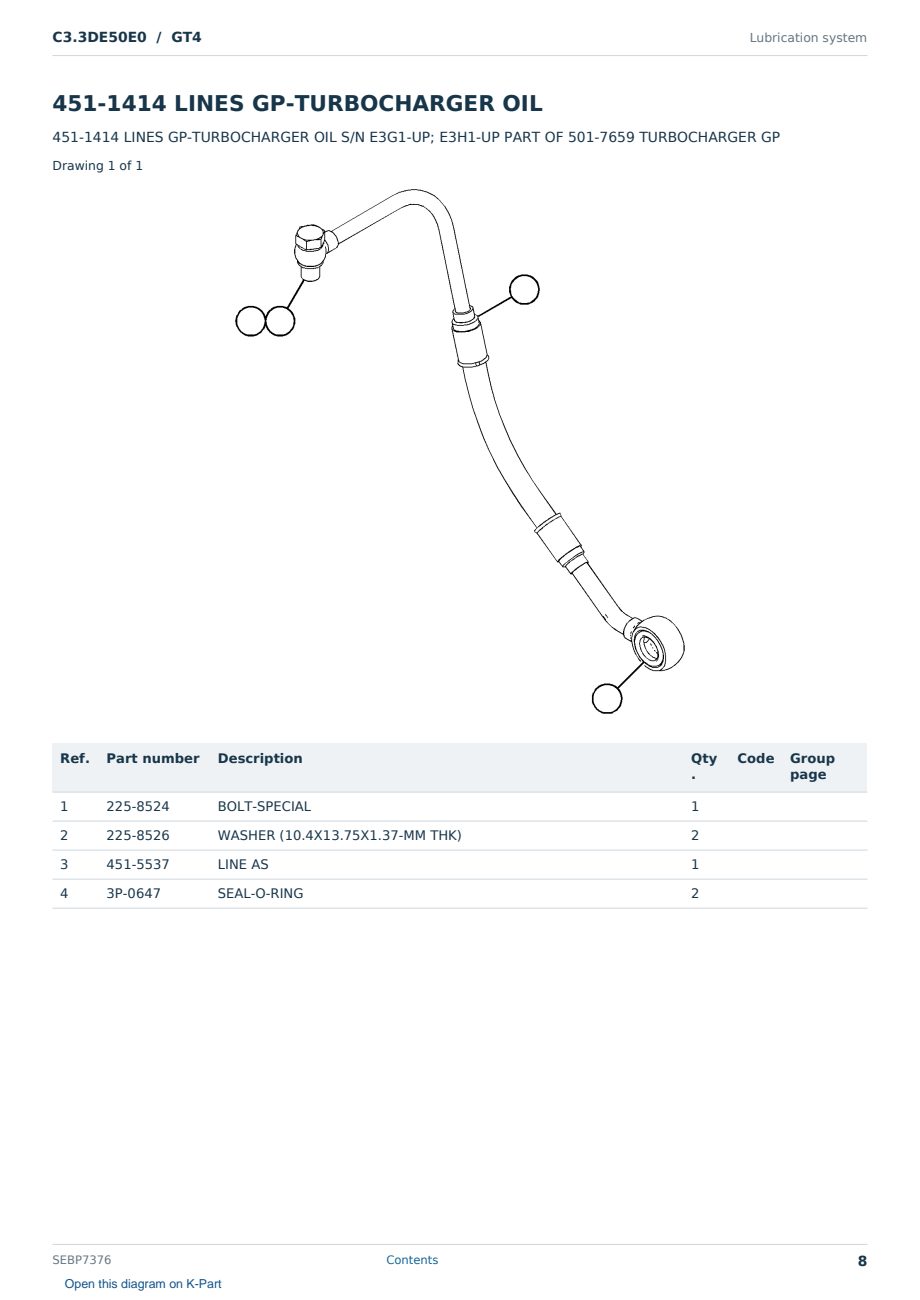 Caterpillar C3.3DE50E0 S/N GT4 Partsbook SEBP7376 (English) - sample page 8 of 10 Caterpillar C3.3DE50E0 S/N GT4 Partsbook SEBP7376 (English) - sample page 8 of 10