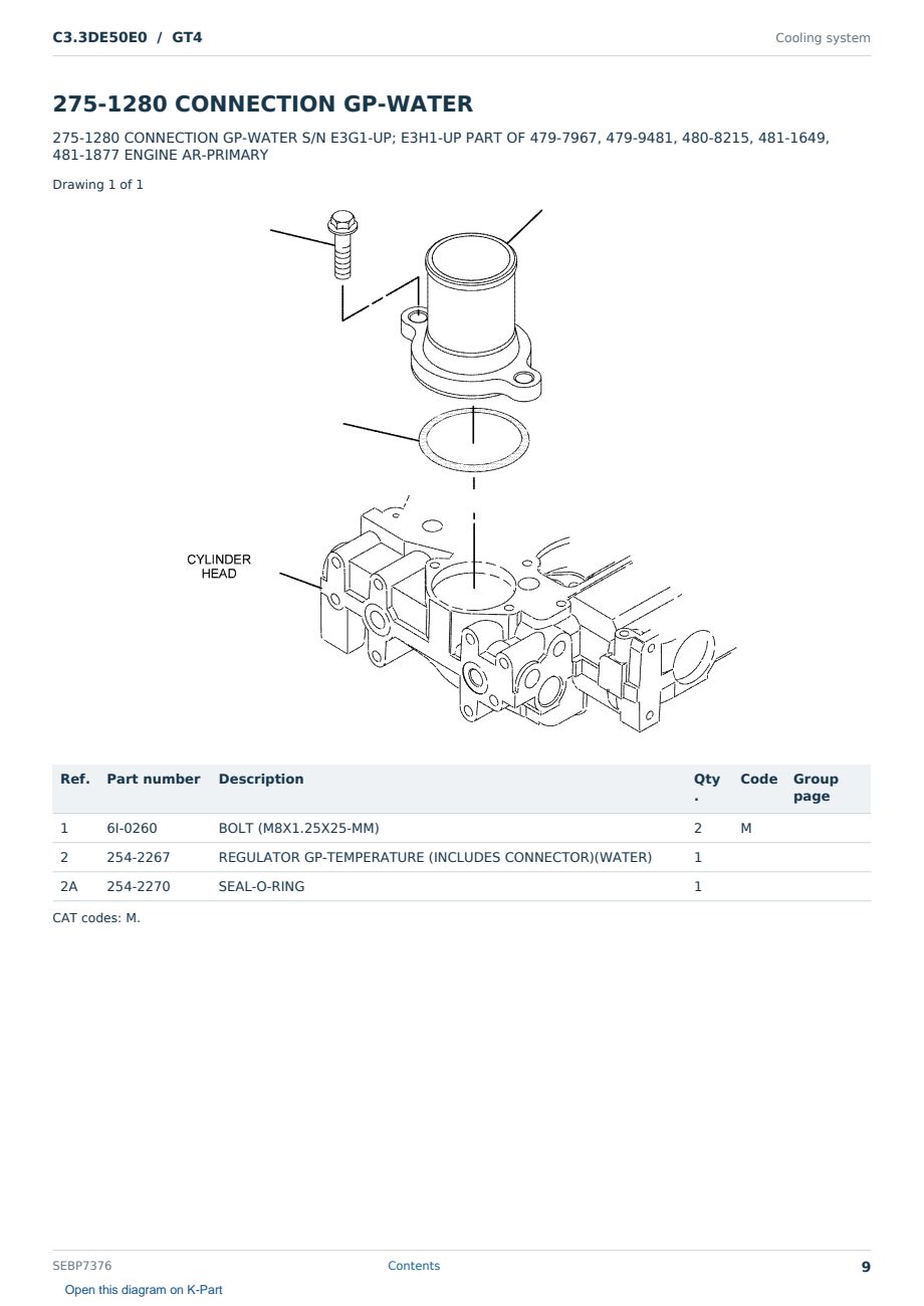 Caterpillar C3.3DE50E0 S/N GT4 Partsbook SEBP7376 (English) - sample page 9 of 10 Caterpillar C3.3DE50E0 S/N GT4 Partsbook SEBP7376 (English) - sample page 9 of 10