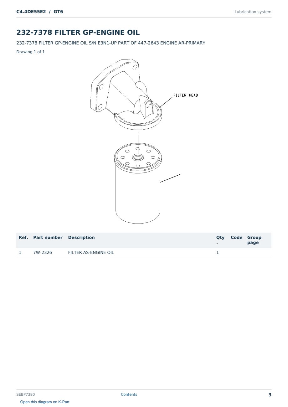 Caterpillar C4.4DE55E2 S/N GT6 Partsbook SEBP7380 (English) - sample page 3 of 10 Caterpillar C4.4DE55E2 S/N GT6 Partsbook SEBP7380 (English) - sample page 3 of 10