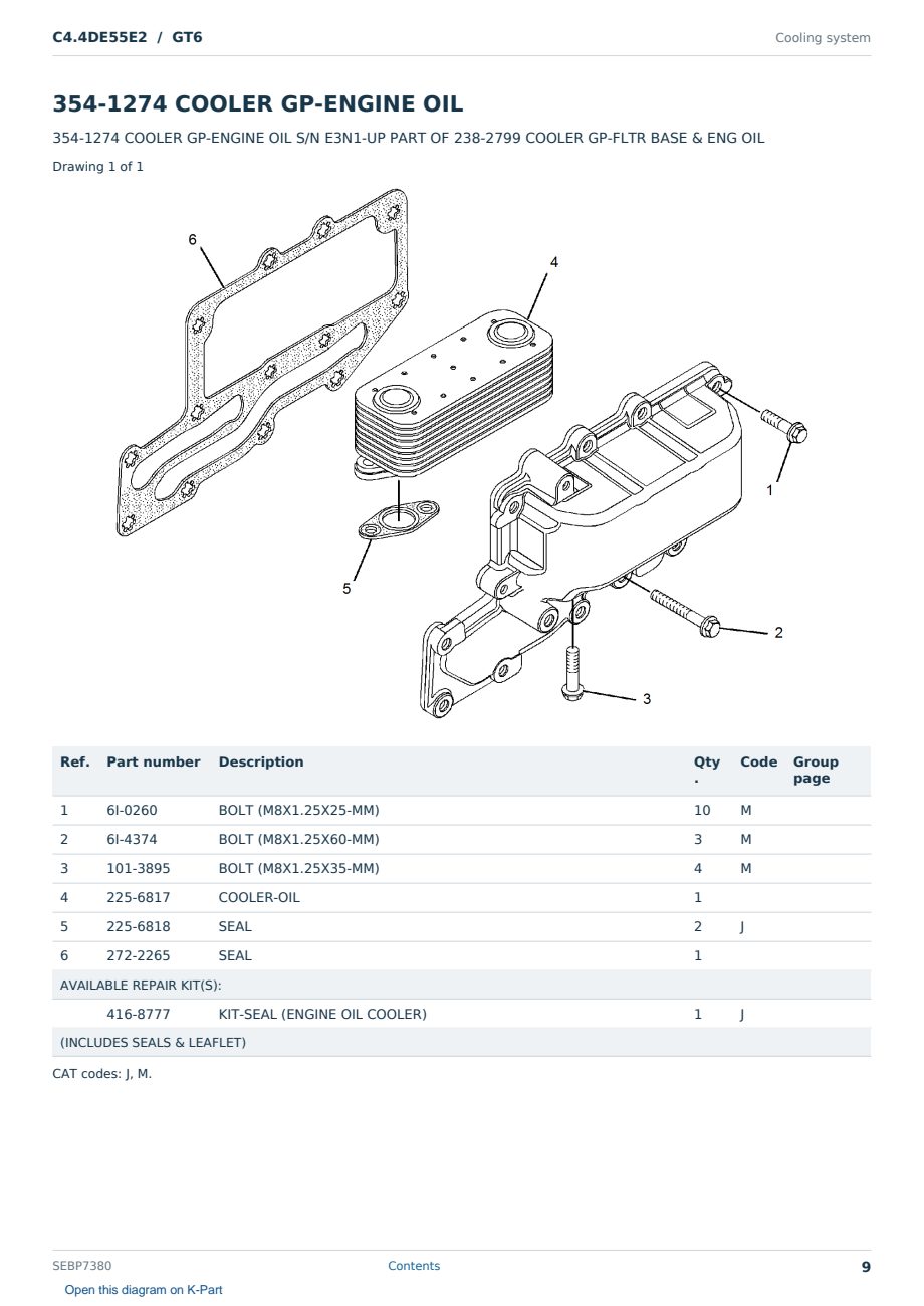 Caterpillar C4.4DE55E2 S/N GT6 Partsbook SEBP7380 (English) - sample page 9 of 10 Caterpillar C4.4DE55E2 S/N GT6 Partsbook SEBP7380 (English) - sample page 9 of 10
