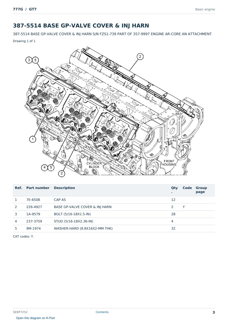Caterpillar 777G S/N GT7 Partsbook SEBP7252 (English) - sample page 3 of 10 Caterpillar 777G S/N GT7 Partsbook SEBP7252 (English) - sample page 3 of 10
