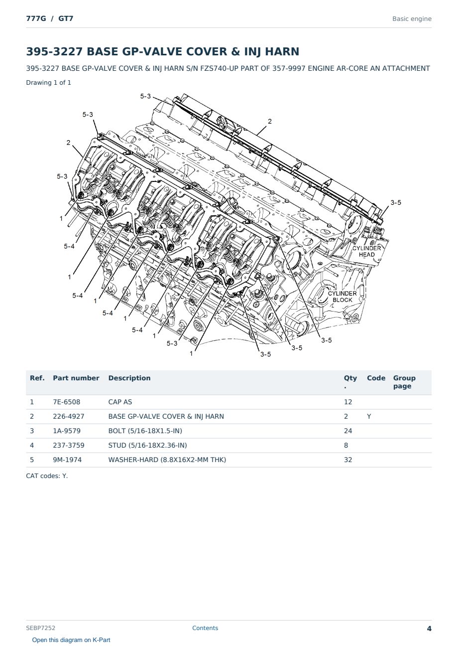 Caterpillar 777G S/N GT7 Partsbook SEBP7252 (English) - sample page 4 of 10 Caterpillar 777G S/N GT7 Partsbook SEBP7252 (English) - sample page 4 of 10