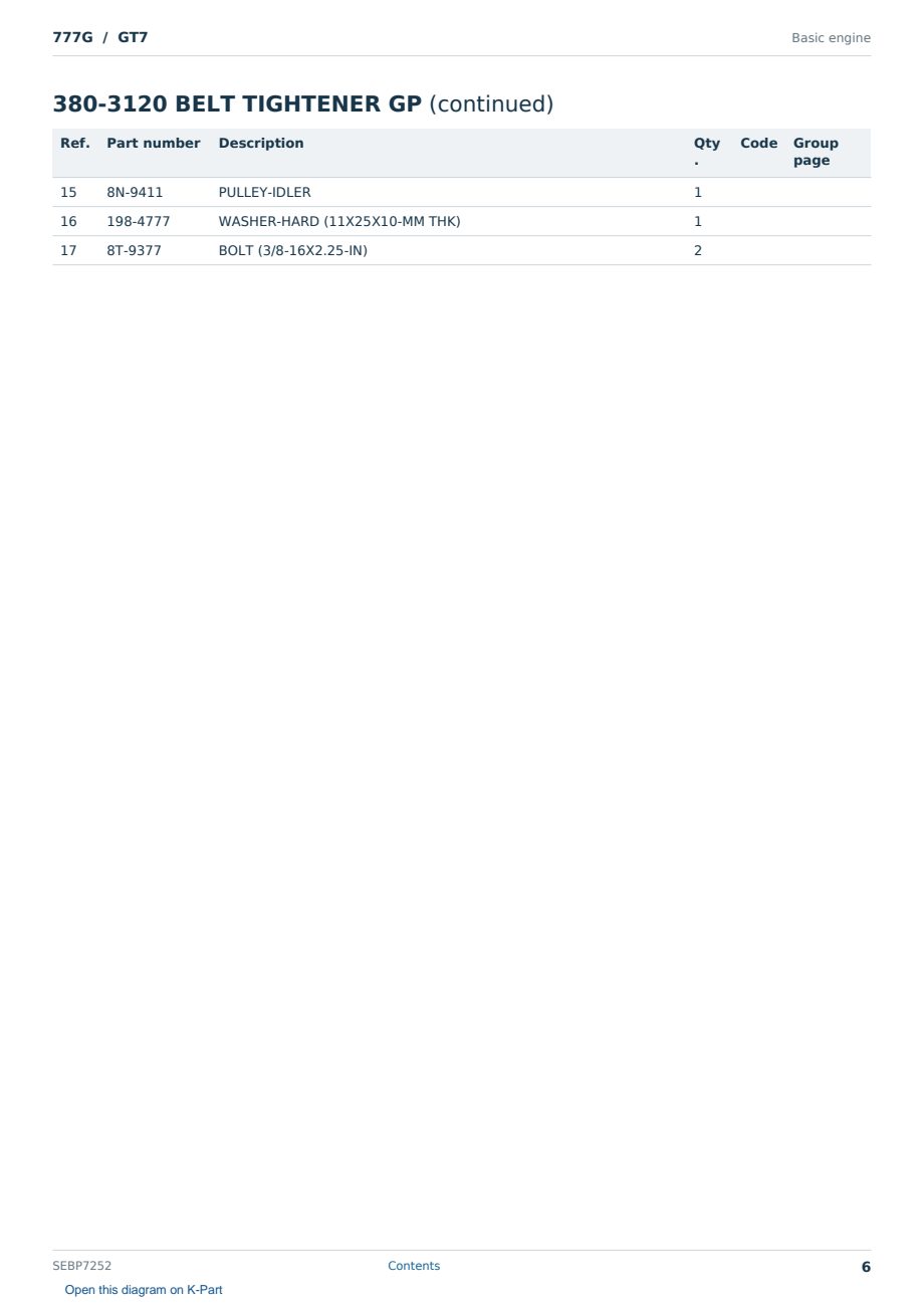 Caterpillar 777G S/N GT7 Partsbook SEBP7252 (English) - sample page 6 of 10 Caterpillar 777G S/N GT7 Partsbook SEBP7252 (English) - sample page 6 of 10