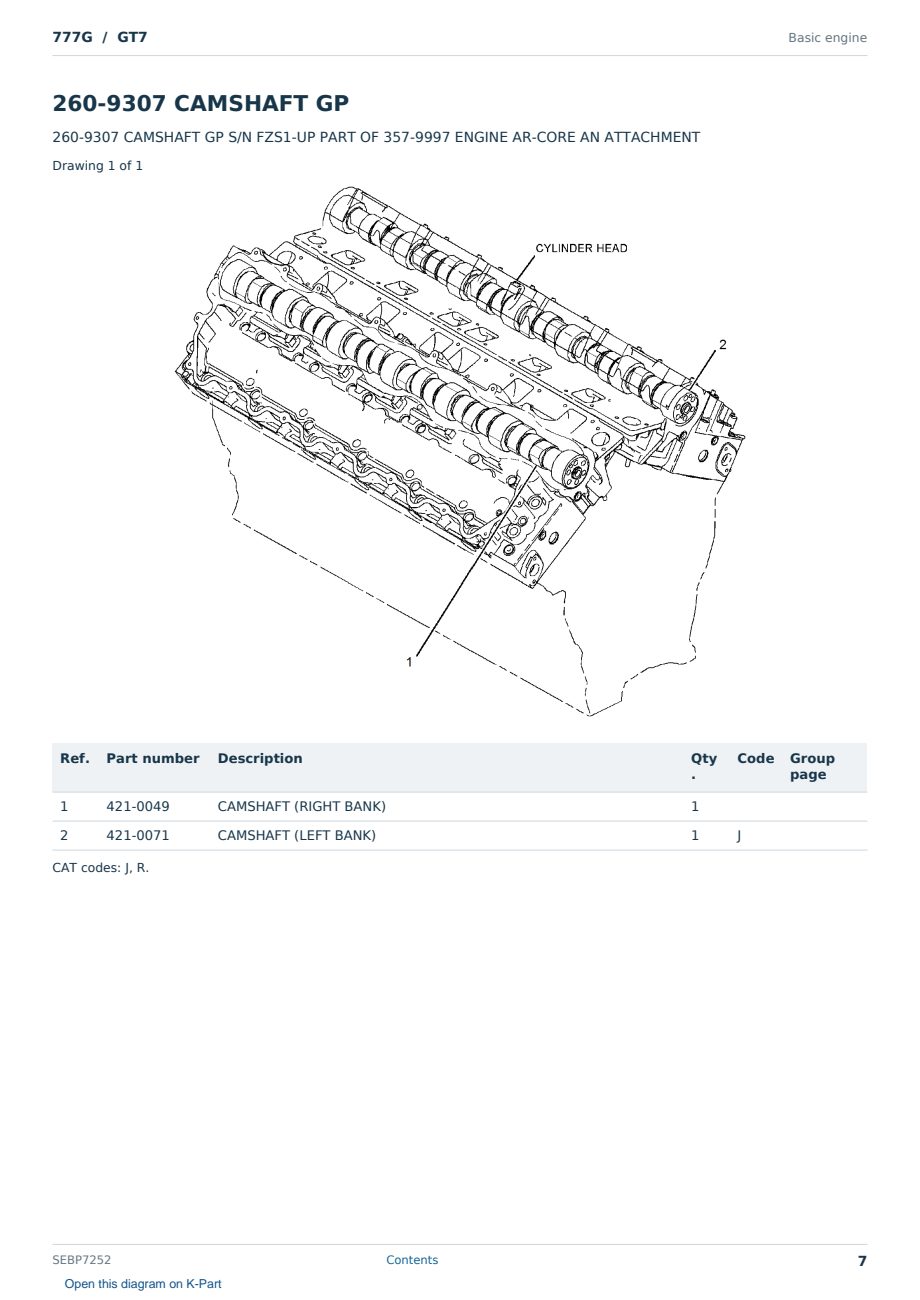 Caterpillar 777G S/N GT7 Partsbook SEBP7252 (English) - sample page 7 of 10 Caterpillar 777G S/N GT7 Partsbook SEBP7252 (English) - sample page 7 of 10