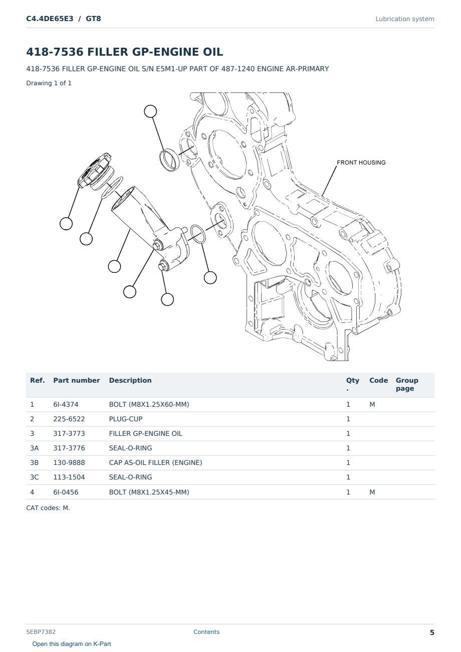Caterpillar C4.4DE65E3 S/N GT8 Partsbook SEBP7382 (English) - sample page 5 of 10 Caterpillar C4.4DE65E3 S/N GT8 Partsbook SEBP7382 (English) - sample page 5 of 10