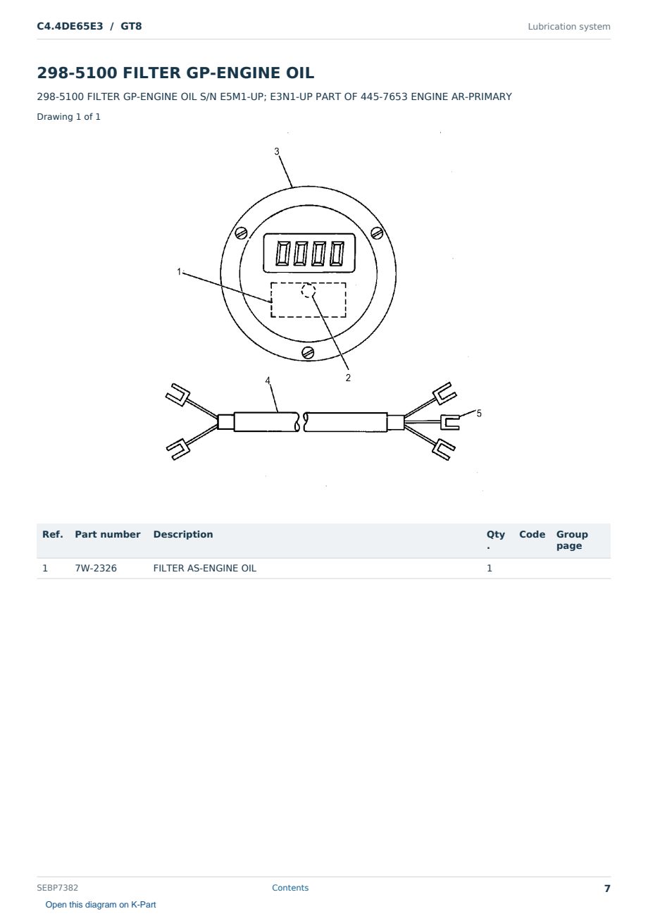 Caterpillar C4.4DE65E3 S/N GT8 Partsbook SEBP7382 (English) - sample page 7 of 10 Caterpillar C4.4DE65E3 S/N GT8 Partsbook SEBP7382 (English) - sample page 7 of 10