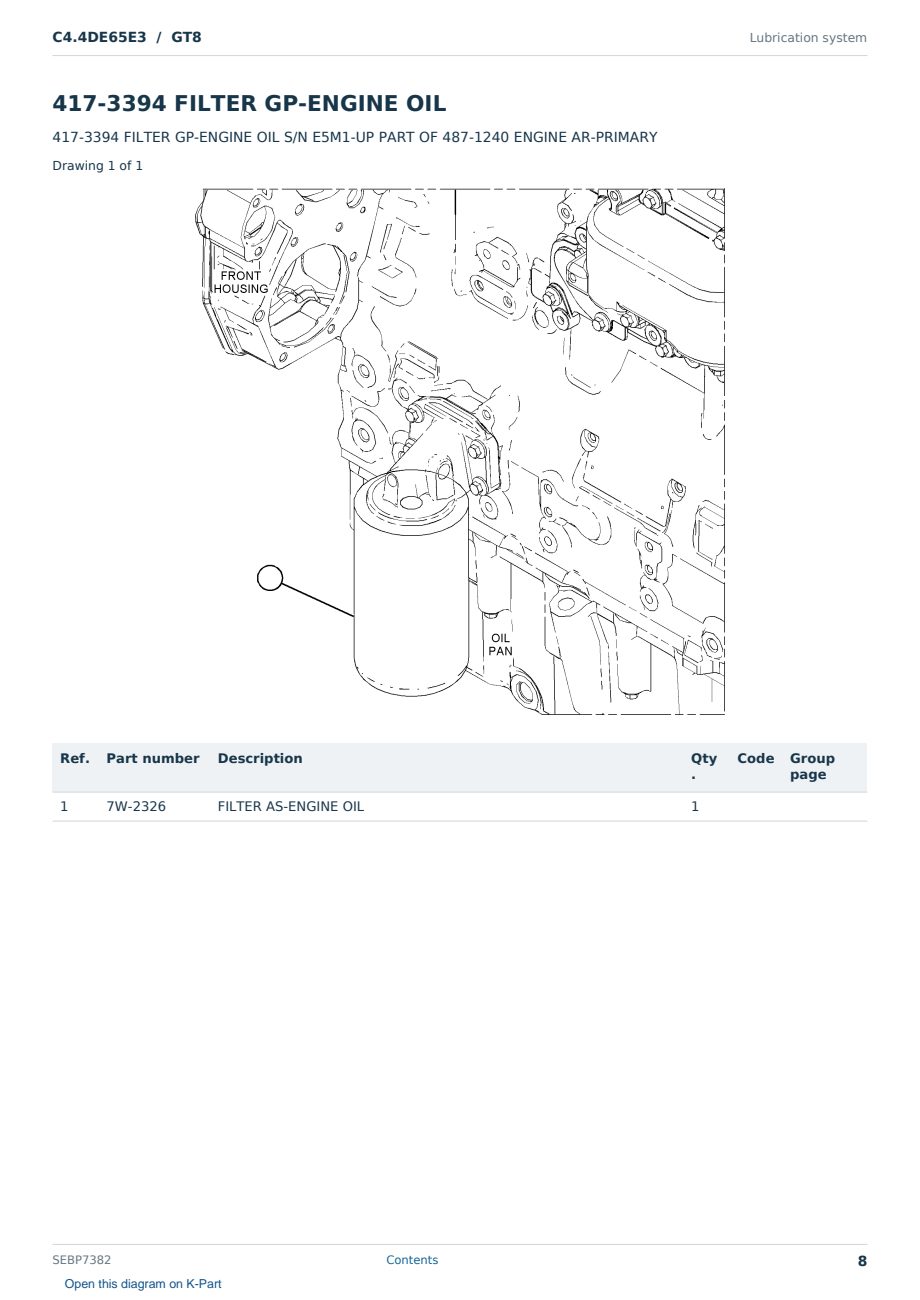 Caterpillar C4.4DE65E3 S/N GT8 Partsbook SEBP7382 (English) - sample page 8 of 10 Caterpillar C4.4DE65E3 S/N GT8 Partsbook SEBP7382 (English) - sample page 8 of 10