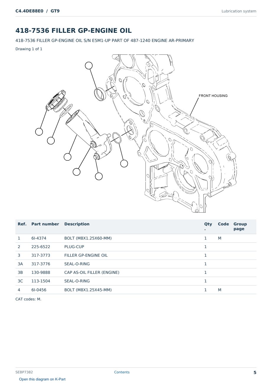 Caterpillar C4.4DE88E0 S/N GT9 Partsbook SEBP7382 (English) - sample page 5 of 10 Caterpillar C4.4DE88E0 S/N GT9 Partsbook SEBP7382 (English) - sample page 5 of 10