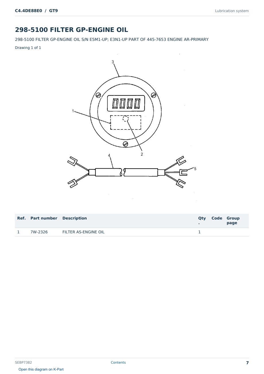 Caterpillar C4.4DE88E0 S/N GT9 Partsbook SEBP7382 (English) - sample page 7 of 10 Caterpillar C4.4DE88E0 S/N GT9 Partsbook SEBP7382 (English) - sample page 7 of 10