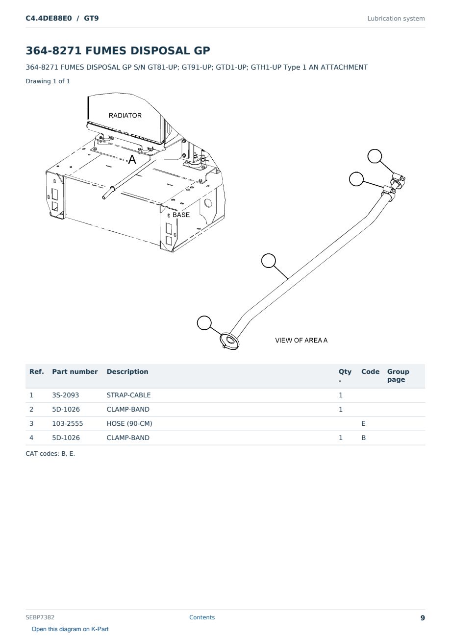 Caterpillar C4.4DE88E0 S/N GT9 Partsbook SEBP7382 (English) - sample page 9 of 10 Caterpillar C4.4DE88E0 S/N GT9 Partsbook SEBP7382 (English) - sample page 9 of 10