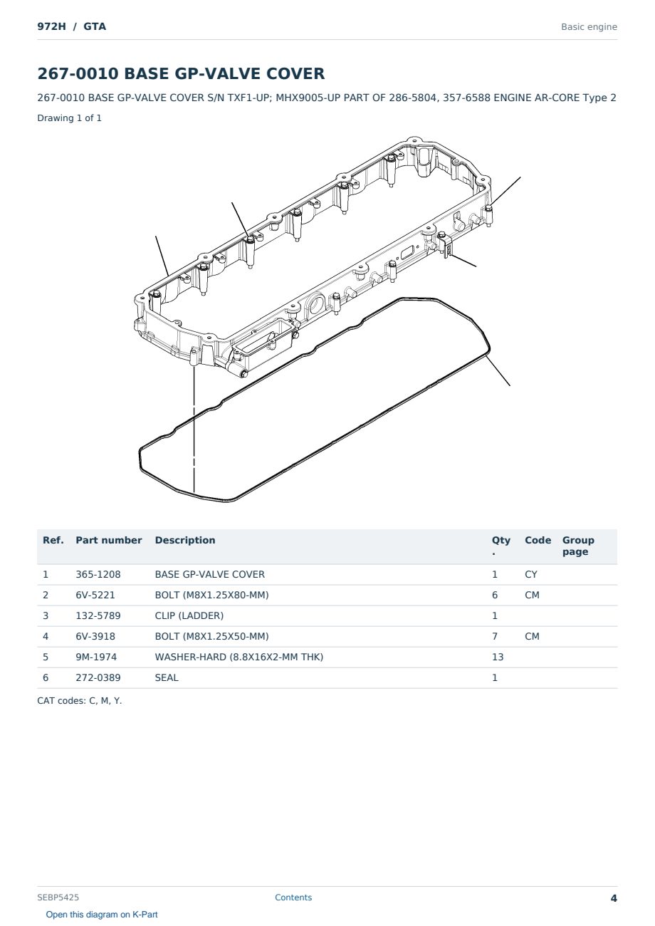 Caterpillar 972H S/N GTA Partsbook SEBP5425 (English) - sample page 4 of 10 Caterpillar 972H S/N GTA Partsbook SEBP5425 (English) - sample page 4 of 10