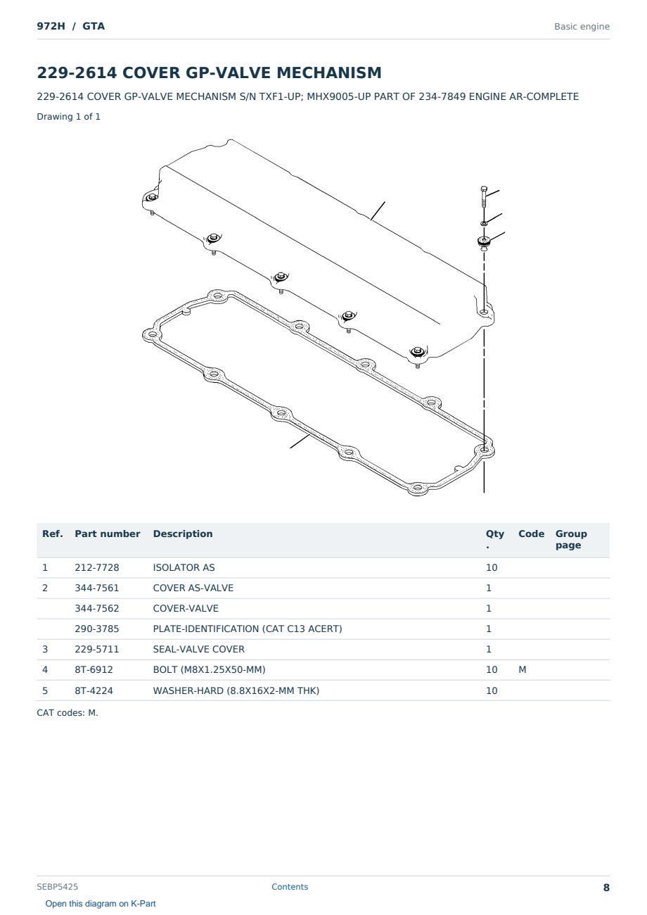 Caterpillar 972H S/N GTA Partsbook SEBP5425 (English) - sample page 8 of 10 Caterpillar 972H S/N GTA Partsbook SEBP5425 (English) - sample page 8 of 10