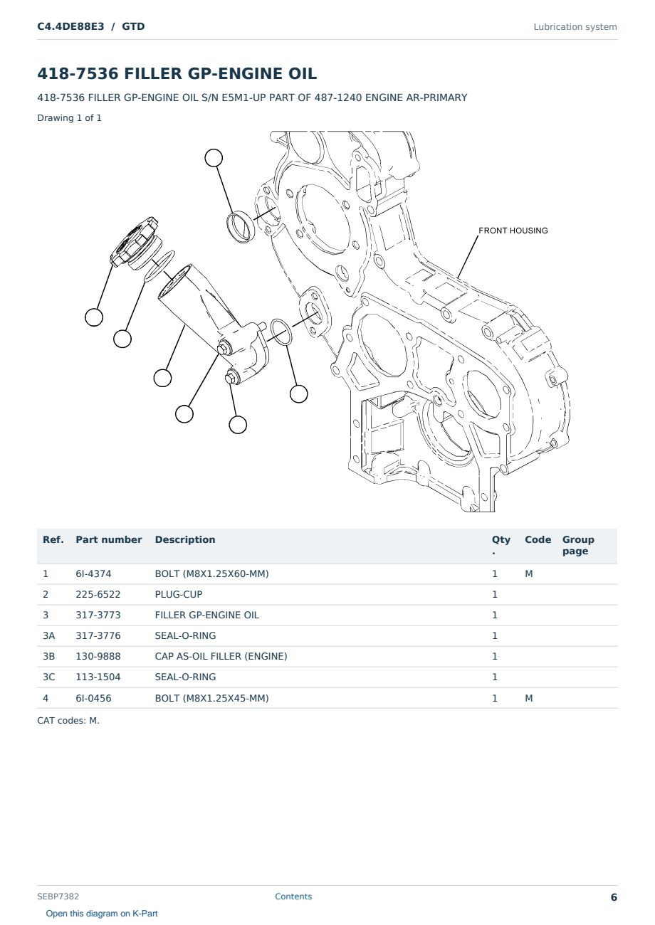 Caterpillar C4.4DE88E3 S/N GTD Partsbook SEBP7382 (English) - sample page 6 of 10 Caterpillar C4.4DE88E3 S/N GTD Partsbook SEBP7382 (English) - sample page 6 of 10