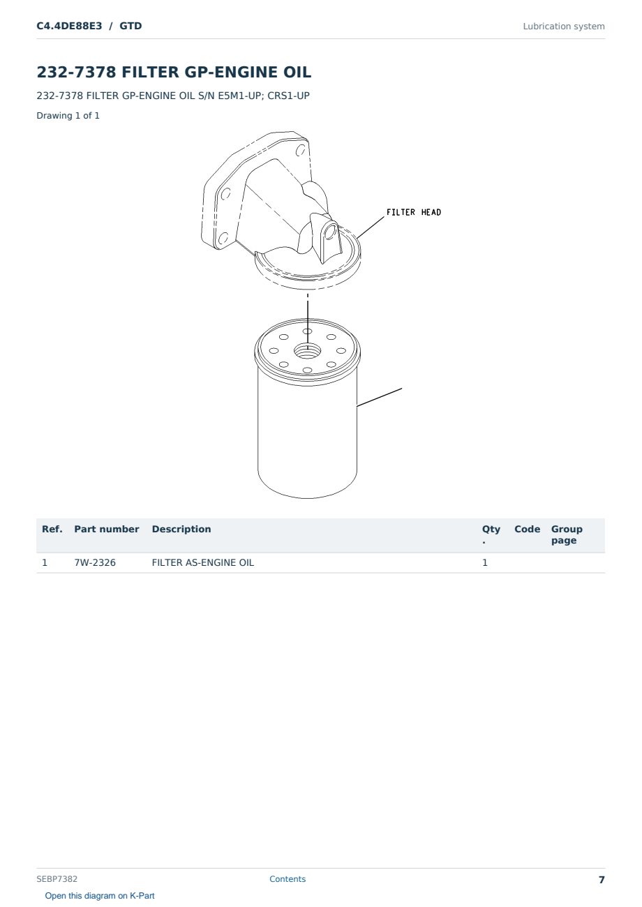 Caterpillar C4.4DE88E3 S/N GTD Partsbook SEBP7382 (English) - sample page 7 of 10 Caterpillar C4.4DE88E3 S/N GTD Partsbook SEBP7382 (English) - sample page 7 of 10