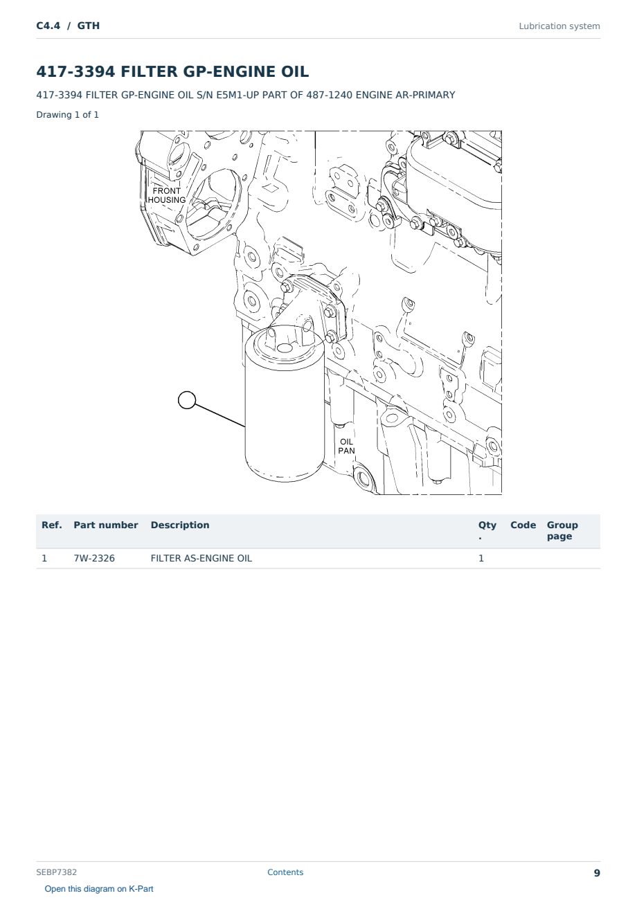 Caterpillar C4.4 S/N GTH Partsbook SEBP7382 (English) - sample page 9 of 10 Caterpillar C4.4 S/N GTH Partsbook SEBP7382 (English) - sample page 9 of 10