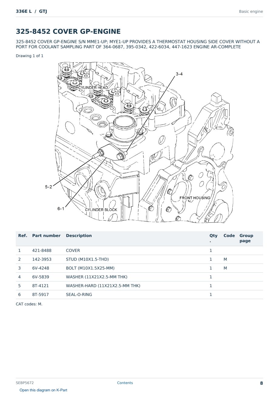 Caterpillar 336E L S/N GTJ Partsbook SEBP5672 (English) - sample page 8 of 10 Caterpillar 336E L S/N GTJ Partsbook SEBP5672 (English) - sample page 8 of 10