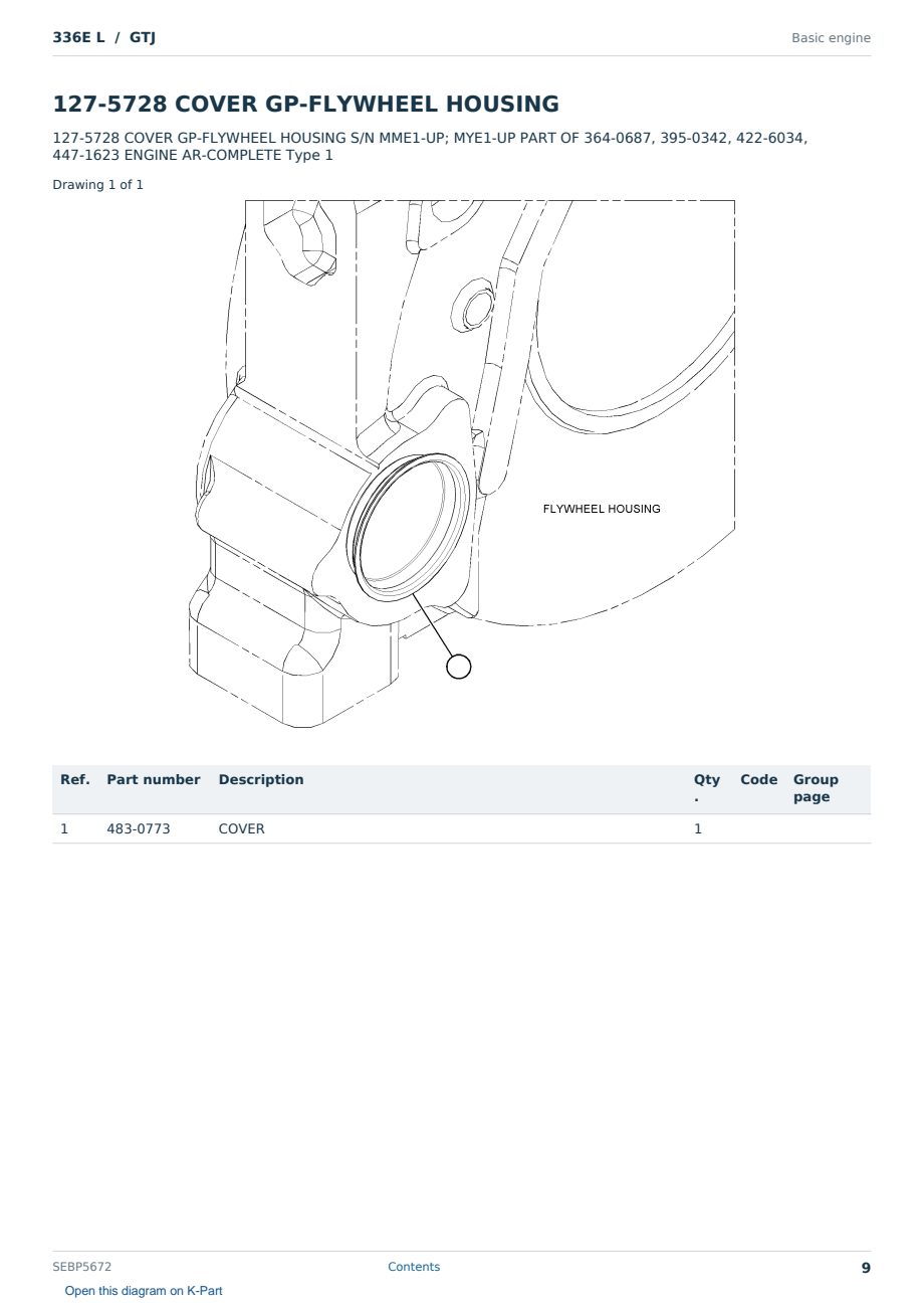 Caterpillar 336E L S/N GTJ Partsbook SEBP5672 (English) - sample page 9 of 10 Caterpillar 336E L S/N GTJ Partsbook SEBP5672 (English) - sample page 9 of 10