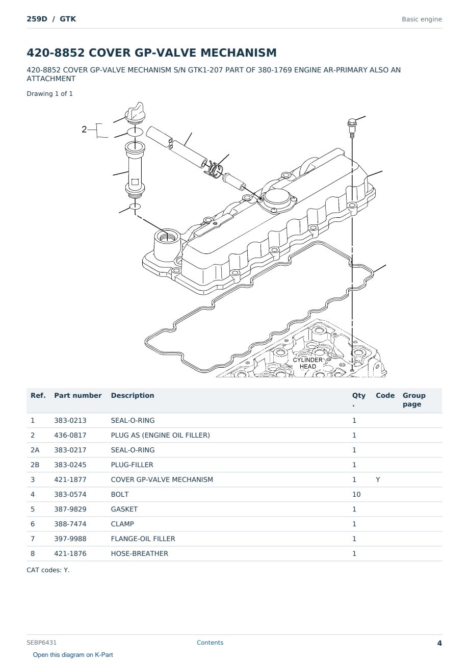 Caterpillar 259D S/N GTK Partsbook SEBP6431 (English) - sample page 4 of 10 Caterpillar 259D S/N GTK Partsbook SEBP6431 (English) - sample page 4 of 10