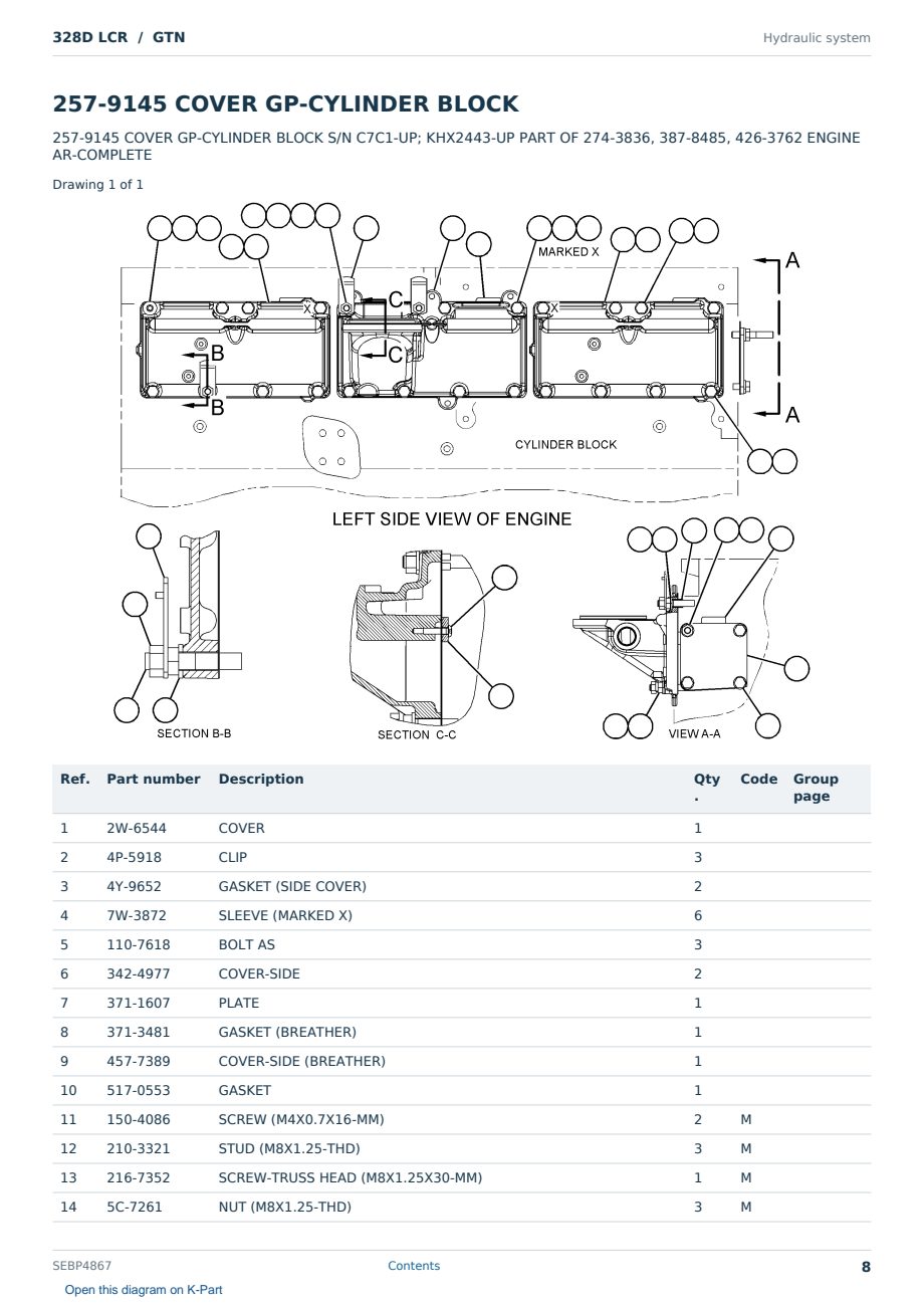 Caterpillar 328D LCR S/N GTN Partsbook SEBP4867 (English) - sample page 8 of 10 Caterpillar 328D LCR S/N GTN Partsbook SEBP4867 (English) - sample page 8 of 10