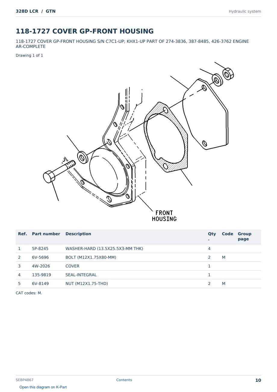 Caterpillar 328D LCR S/N GTN Partsbook SEBP4867 (English) - sample page 10 of 10 Caterpillar 328D LCR S/N GTN Partsbook SEBP4867 (English) - sample page 10 of 10