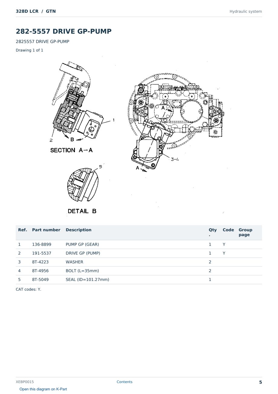 Caterpillar 328D LCR S/N GTN Partsbook XEBP0015 (English) - sample page 5 of 10 Caterpillar 328D LCR S/N GTN Partsbook XEBP0015 (English) - sample page 5 of 10