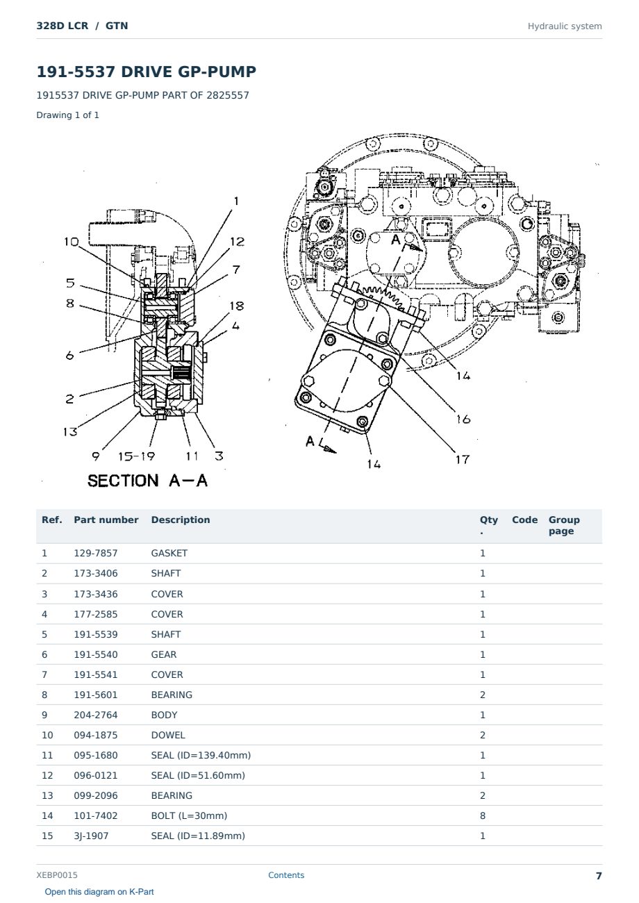 Caterpillar 328D LCR S/N GTN Partsbook XEBP0015 (English) - sample page 7 of 10 Caterpillar 328D LCR S/N GTN Partsbook XEBP0015 (English) - sample page 7 of 10