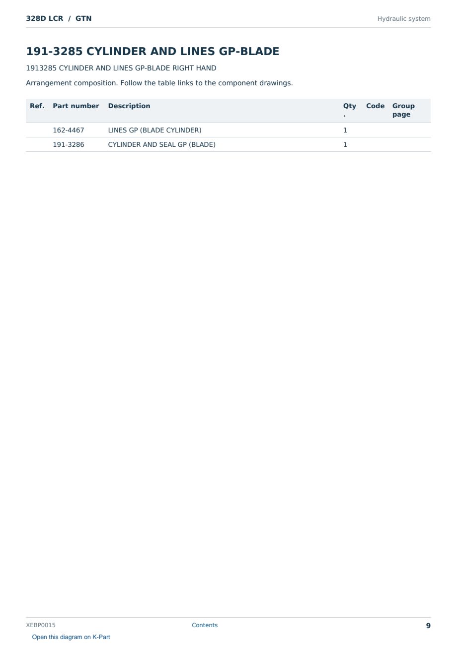 Caterpillar 328D LCR S/N GTN Partsbook XEBP0015 (English) - sample page 9 of 10 Caterpillar 328D LCR S/N GTN Partsbook XEBP0015 (English) - sample page 9 of 10