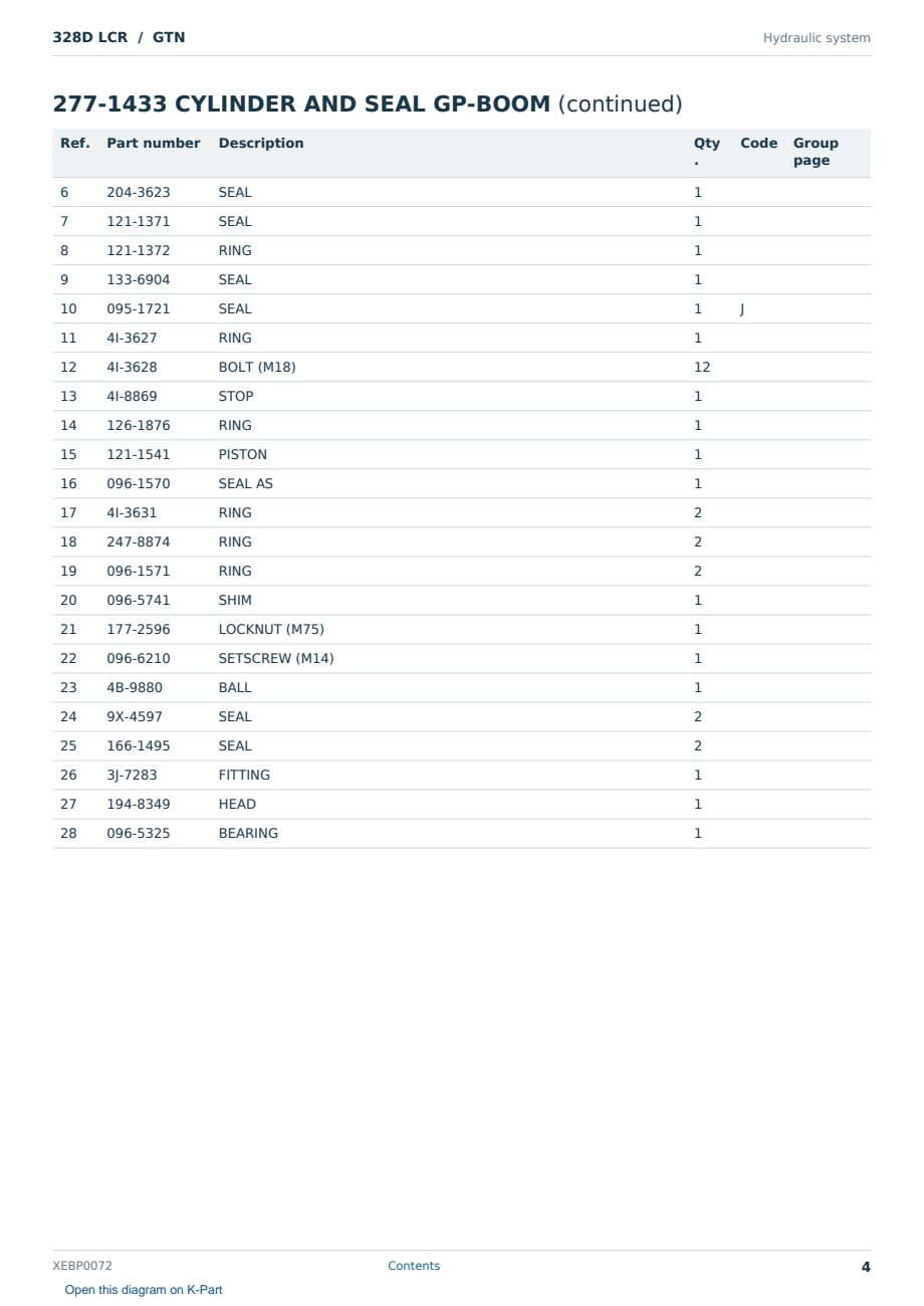 Caterpillar 328D LCR S/N GTN Partsbook XEBP0072 (English) - sample page 4 of 10 Caterpillar 328D LCR S/N GTN Partsbook XEBP0072 (English) - sample page 4 of 10