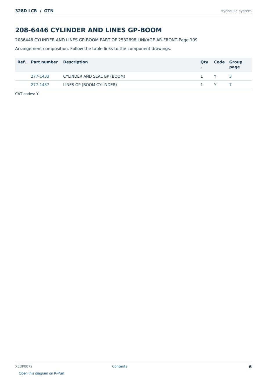 Caterpillar 328D LCR S/N GTN Partsbook XEBP0072 (English) - sample page 6 of 10 Caterpillar 328D LCR S/N GTN Partsbook XEBP0072 (English) - sample page 6 of 10