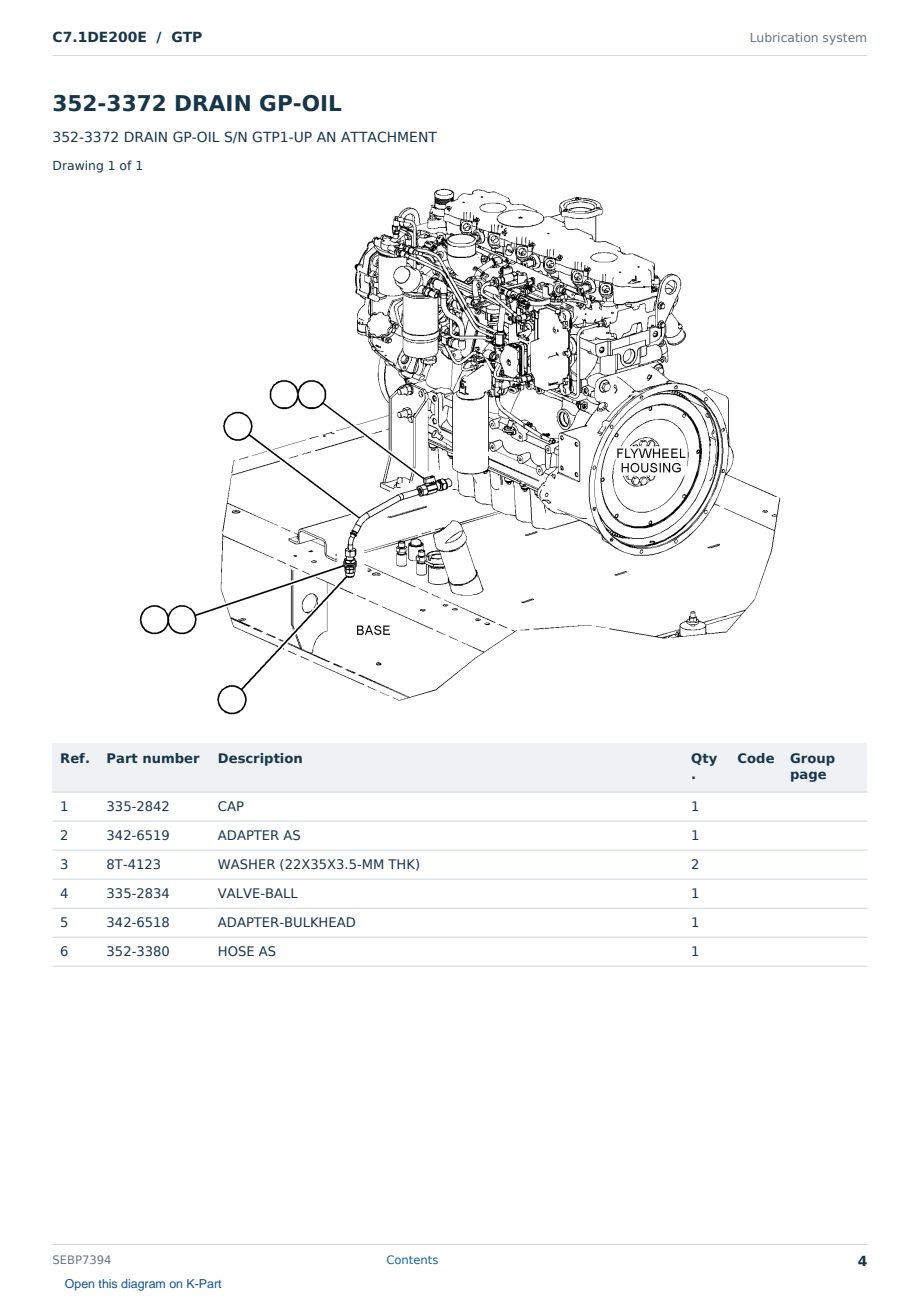 Caterpillar C7.1DE200E S/N GTP Partsbook SEBP7394 (English) - sample page 4 of 10 Caterpillar C7.1DE200E S/N GTP Partsbook SEBP7394 (English) - sample page 4 of 10