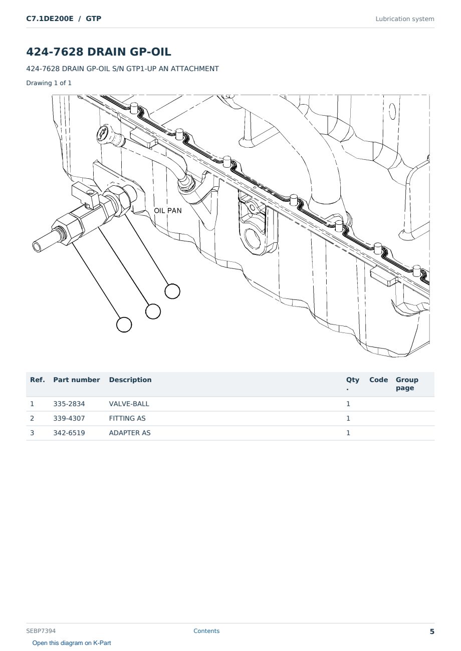 Caterpillar C7.1DE200E S/N GTP Partsbook SEBP7394 (English) - sample page 5 of 10 Caterpillar C7.1DE200E S/N GTP Partsbook SEBP7394 (English) - sample page 5 of 10