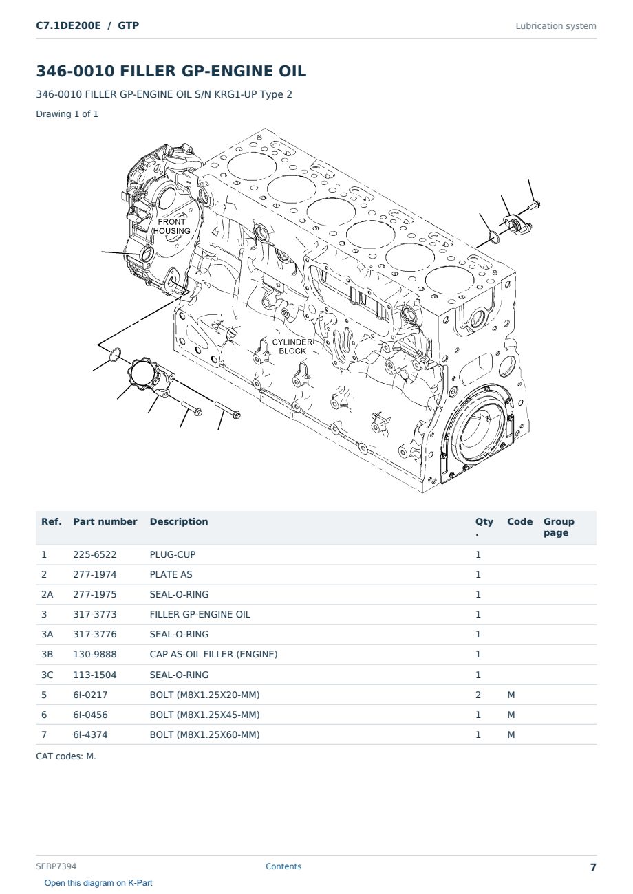 Caterpillar C7.1DE200E S/N GTP Partsbook SEBP7394 (English) - sample page 7 of 10 Caterpillar C7.1DE200E S/N GTP Partsbook SEBP7394 (English) - sample page 7 of 10