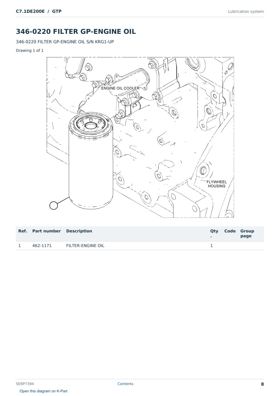 Caterpillar C7.1DE200E S/N GTP Partsbook SEBP7394 (English) - sample page 8 of 10 Caterpillar C7.1DE200E S/N GTP Partsbook SEBP7394 (English) - sample page 8 of 10