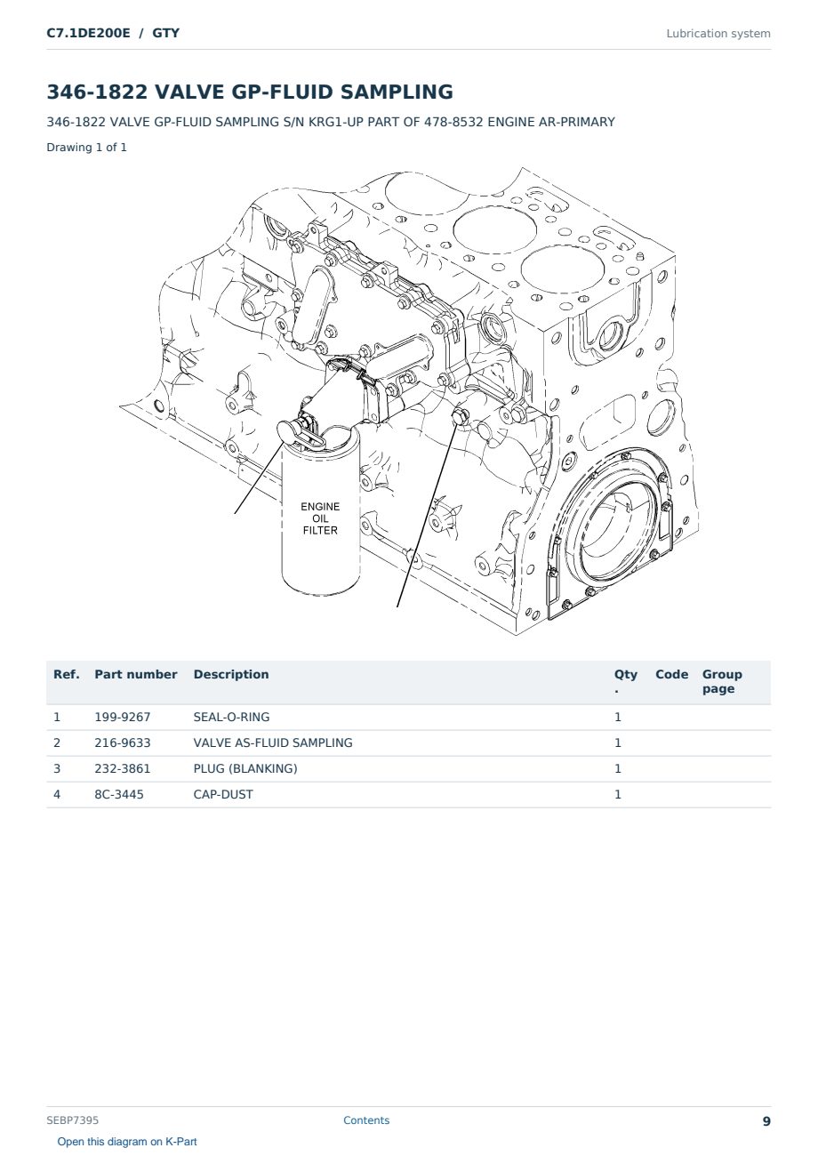 Caterpillar C7.1DE200E S/N GTY Partsbook SEBP7395 (English) - sample page 9 of 10 Caterpillar C7.1DE200E S/N GTY Partsbook SEBP7395 (English) - sample page 9 of 10