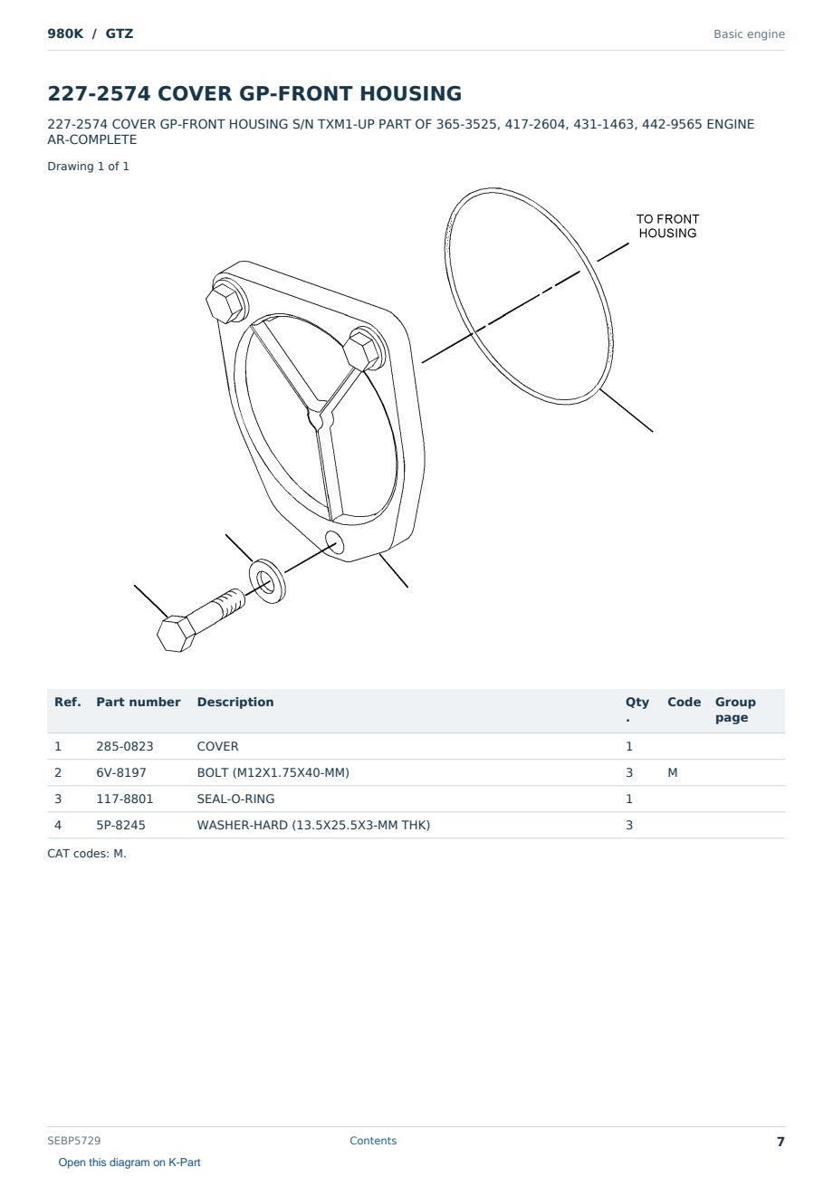 Caterpillar 980K S/N GTZ Partsbook SEBP5729 (English) - sample page 7 of 10 Caterpillar 980K S/N GTZ Partsbook SEBP5729 (English) - sample page 7 of 10