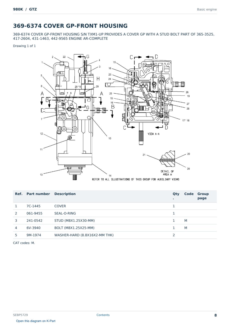 Caterpillar 980K S/N GTZ Partsbook SEBP5729 (English) - sample page 8 of 10 Caterpillar 980K S/N GTZ Partsbook SEBP5729 (English) - sample page 8 of 10