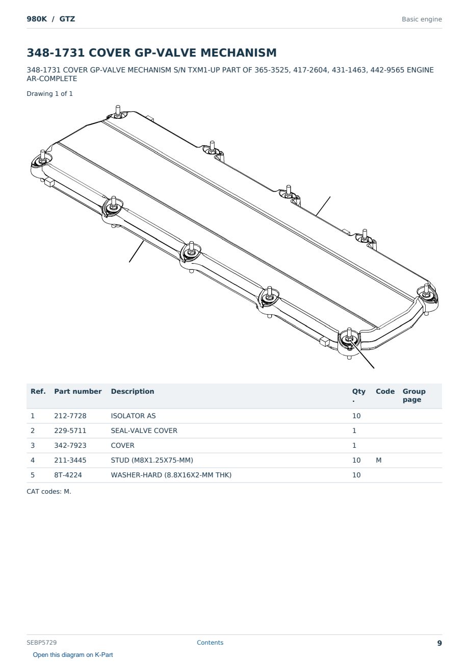 Caterpillar 980K S/N GTZ Partsbook SEBP5729 (English) - sample page 9 of 10 Caterpillar 980K S/N GTZ Partsbook SEBP5729 (English) - sample page 9 of 10