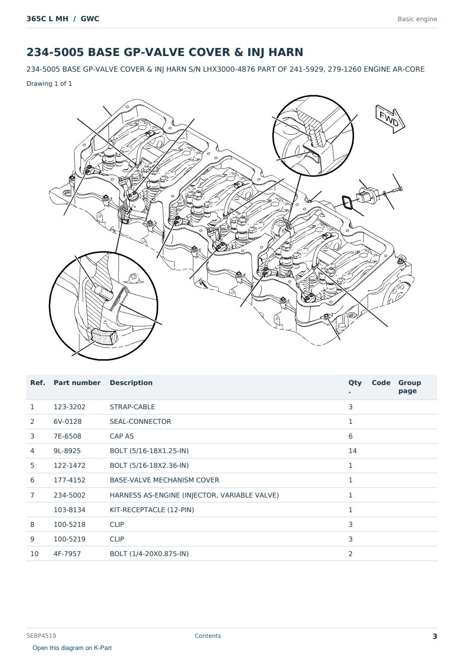 Caterpillar 365C L MH S/N GWC Partsbook SEBP4519 (English) - sample page 3 of 10 Caterpillar 365C L MH S/N GWC Partsbook SEBP4519 (English) - sample page 3 of 10
